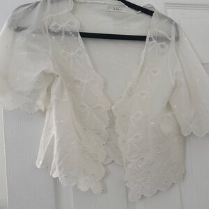 Doen kacy Embroidered Top in Salt XS